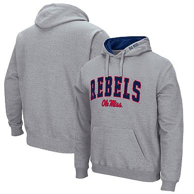 Men's Colosseum Heather Gray Ole Miss Rebels Arch & Logo 3.0 Pullover Hoodie