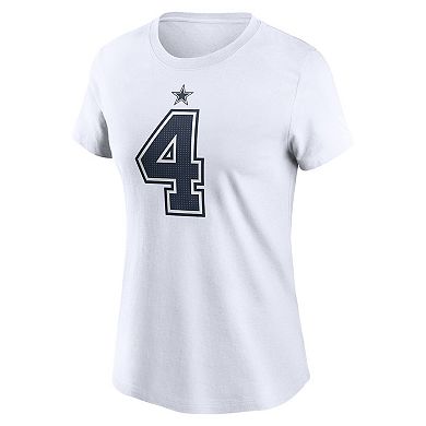 Women's Nike Dak Prescott White Dallas Cowboys Player Name & Number T-Shirt