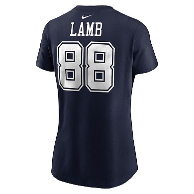 Women's Nike CeeDee Lamb Navy Dallas Cowboys Player Name & Number T-Shirt
