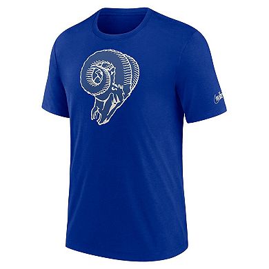 Men's Nike Royal Los Angeles Rams Rewind Logo Tri-Blend T-Shirt