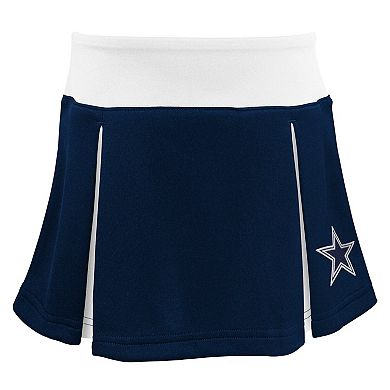 Girls Toddler Navy Dallas Cowboys Spirit Cheer Two-Piece Cheerleader Set with Bloomers