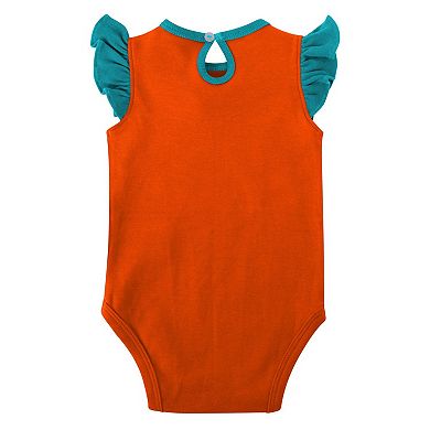 Girls Newborn & Infant Aqua/Orange Miami Dolphins Spread the Love 2-Pack Bodysuit Set