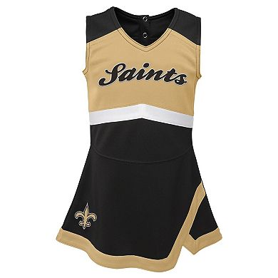 Girls Toddler Black New Orleans Saints Cheer Captain Dress with Bloomers