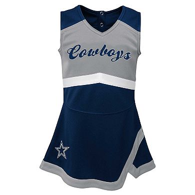 Girls Infant Navy Dallas Cowboys Cheer Captain Jumper Dress