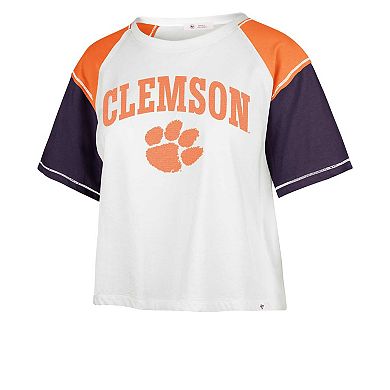 Women's '47 White Clemson Tigers Serenity Gia Cropped T-Shirt