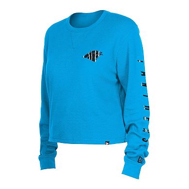 Women's New Era Blue Carolina Panthers Thermal Crop Long Sleeve T-Shirt