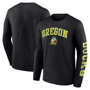 Men's Fanatics Black Oregon Ducks Distressed Arch Over Logo Long Sleeve T-Shirt