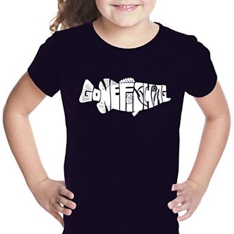 Bass - Gone Fishing - Girl's Word Art T-shirt