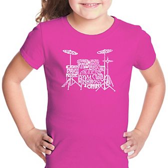 Drums - Girl's Word Art T-shirt