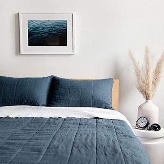 French Linen Box Stitch Quilt & Sham Set