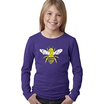 Bee Kind - Girl's Word Art Long Sleeve