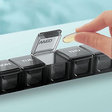Sukuos XL Weekly Pill Organizer 2 Pcs, Daily Pill Cases for Pills, Vitamins, Fish Oils & Supplements