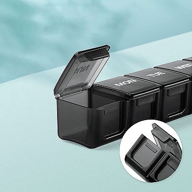 Sukuos XL Weekly Pill Organizer 2 Pcs, Daily Pill Cases for Pills, Vitamins, Fish Oils & Supplements
