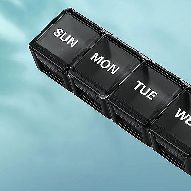 Sukuos XL Weekly Pill Organizer 2 Pcs, Daily Pill Cases for Pills, Vitamins, Fish Oils & Supplements