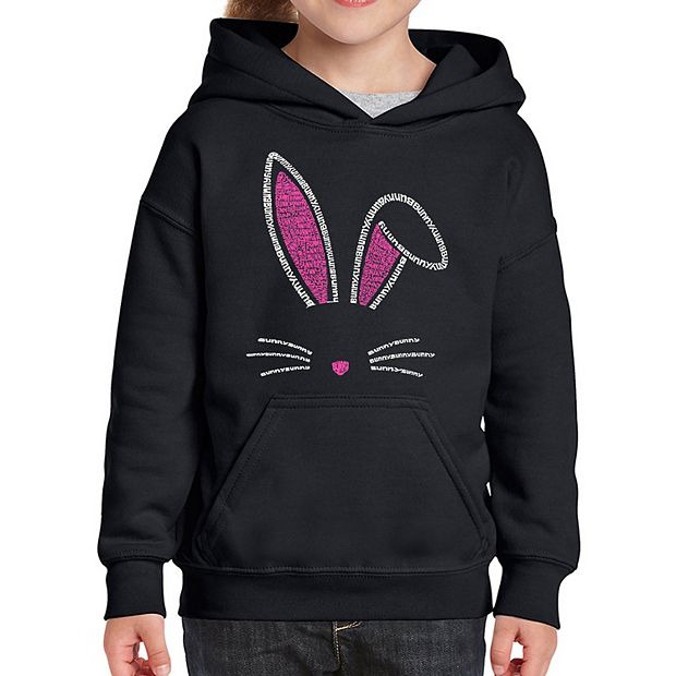 Bunny Ears Girl s Word Art Hooded Sweatshirt