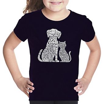 Dogs and Cats - Girl's Word Art T-shirt