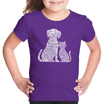Dogs and Cats - Girl's Word Art T-shirt