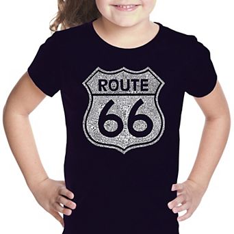 Cities Along The Legendary Route 66 - Girl's Word Art T-Shirt