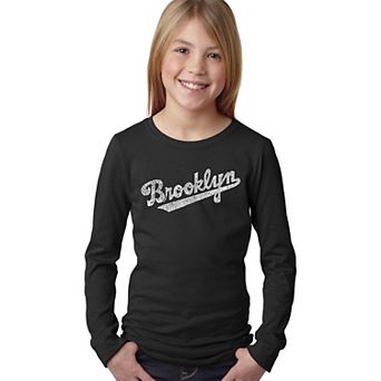 Brooklyn Neighborhoods - Girl's Word Art Long Sleeve