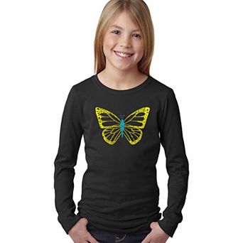 Butterfly - Girl's Word Art Long Sleeve