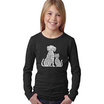 Dogs and Cats - Girl's Word Art Long Sleeve