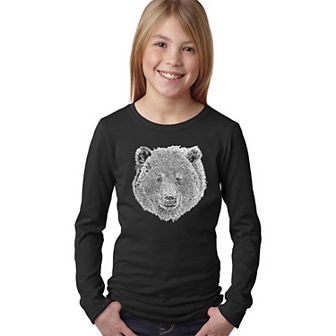 Bear Face - Girl's Word Art Long Sleeve