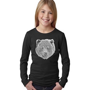 Bear Face - Girl's Word Art Long Sleeve