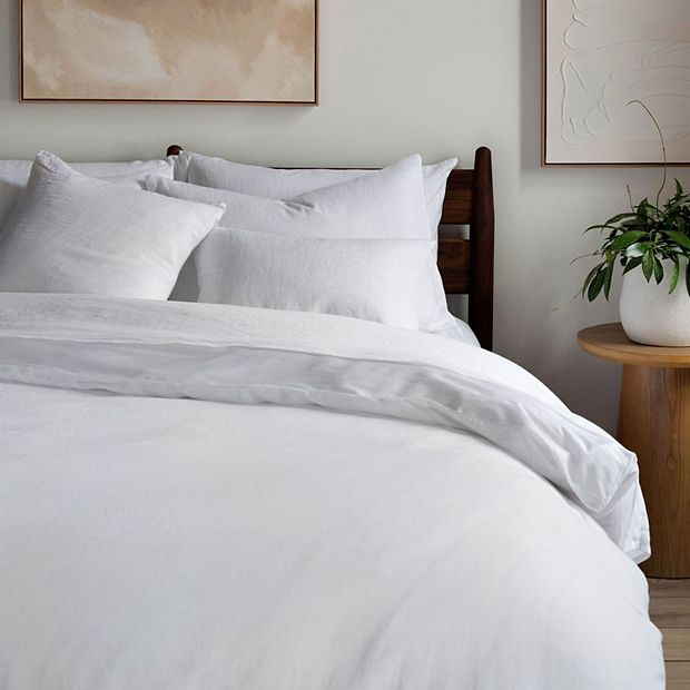 French Linen Sham + Antique French Linen + Euro Shams + Fine Antique Linen Bedding + Summer Whites + top White Bedding ~ PAIR