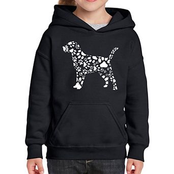 Dog Paw Prints - Girl's Word Art Hooded Sweatshirt