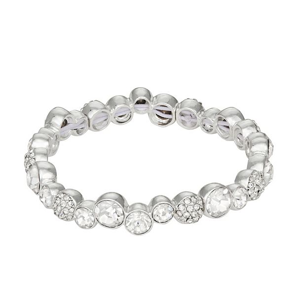 Napier Silver Tone Crystal Stretch Bracelet