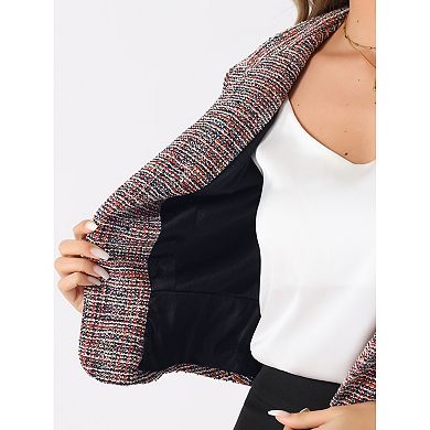 Women's Elegant Plaid Tweed Blazer Jacket