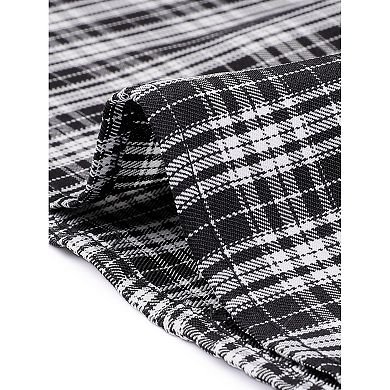 Women's Vintage Plaid Skirts High Waist Pleated A-Line Midi Skirt