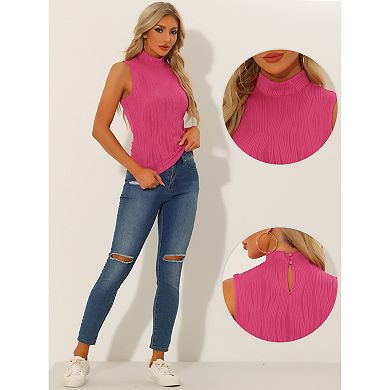 Mock Neck Tank Top for Women's Stand Collar Sleeveless Ribbed Knit Tops