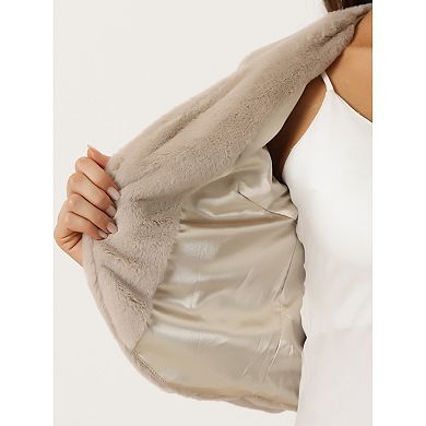 Women's Long Sleeve Open Front Cropped Winter Faux Fur Jackets