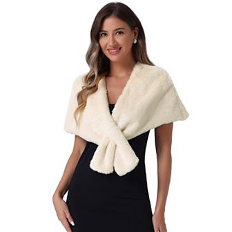 Faux Fur Shawl Shrug for Women's Bridal Stoles Evening Party Winter Wedding Wrap