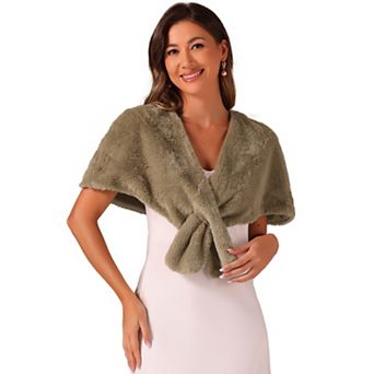Faux Fur Shawl Shrug for Women's Bridal Stoles Evening Party Winter Wedding Wrap