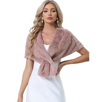 Faux Fur Shawl Shrug for Women's Bridal Stoles Evening Party Winter Wedding Wrap
