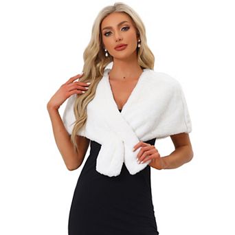 Faux Fur Shawl Shrug for Women's Bridal Stoles Evening Party Winter Wedding Wrap