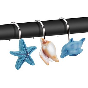 12 pc Beach Shower Curtain Hooks Rust Proof