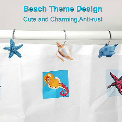 12-Pack Bow Shower Curtain Hooks - Rust-Proof Zinc Alloy, Black, Decorative Rings For Bathroom & Nursery