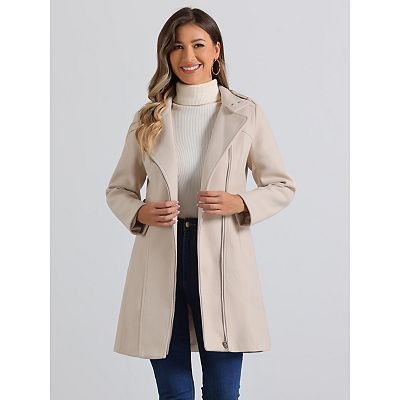 Classic Stand Collar Coat for Women's Zip Up Trench Coats Classic Stand Collar Coat for Women's Zip Up Trench Coats