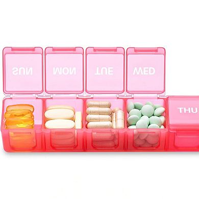 Sukuos Extra Large Weekly Pill Box, Medicine Organizer For Vitamins, Fish Oils & Supplements