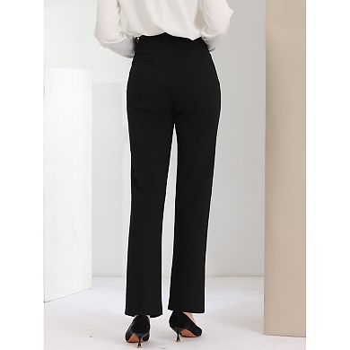 Women's Straight Leg Work Pants High Stretch Casual Pants Office Work Trousers