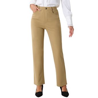 Women's Straight Leg Work Pants High Stretch Casual Pants Office Work Trousers