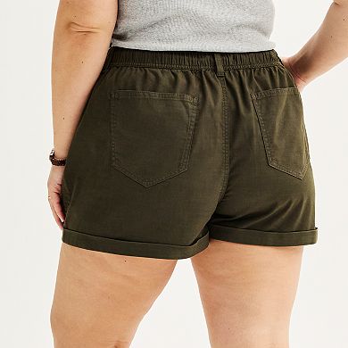 Juniors Plus SO® High Rise Rope Tie Patch Pocket Shorts