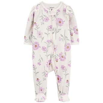 Baby Girl Carter's Allover Floral 2-Way Zip Thermal Sleep & Play