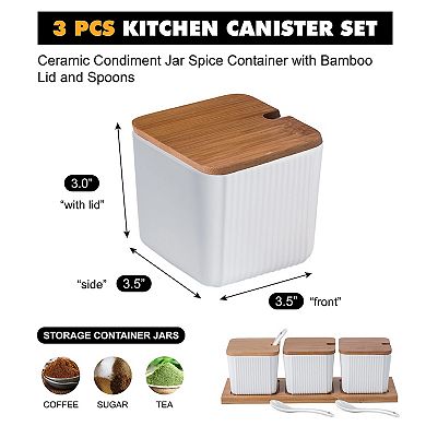 Kitchen Canisters With Wood Lids And Spoon