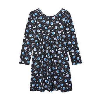 Girls 8-20 Lands' End Long Sleeve Gathered Waist Jersey Dress in Regular & Plus