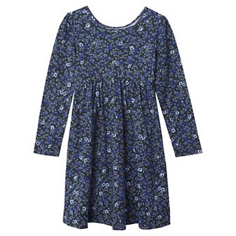 Girls 8-20 Lands' End Long Sleeve Gathered Waist Jersey Dress in Regular & Plus