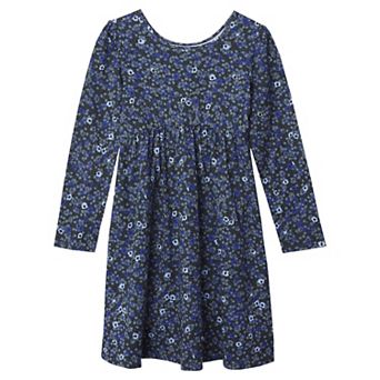 Girls 8-20 Lands' End Long Sleeve Gathered Waist Jersey Dress in Regular & Plus